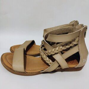 Blowfish Malibu Sandals Little Girls Billa K Crossed Zipper Braids Tan Size 1